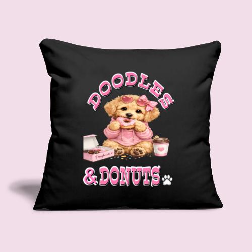 Doodles & Doughnut Cozy Dog Mom Design - Throw Pillow Cover 17.5” x 17.5”