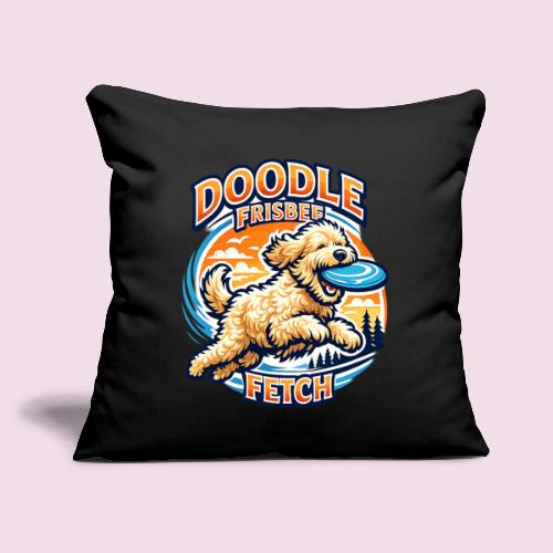 Doodle Frisbee Fetch | Goldendoodle Dog Lover - Throw Pillow Cover 17.5” x 17.5”