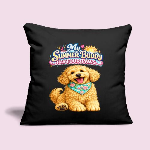 My Summer Buddy Has Four Paws - Throw Pillow Cover 17.5” x 17.5”