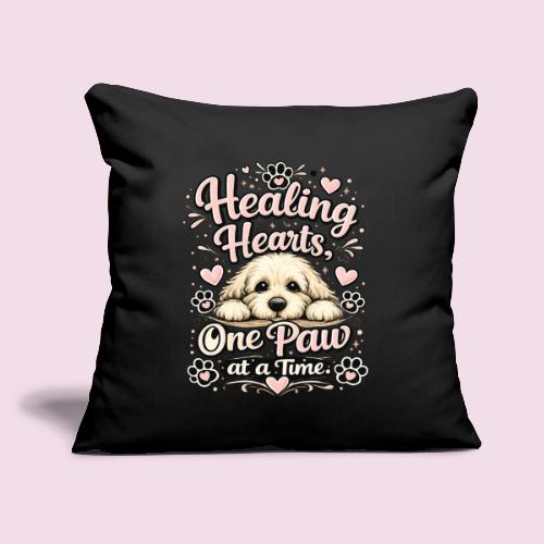 Healing Hearts, One Paw at a Time - Throw Pillow Cover 17.5” x 17.5”