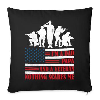 Proud Veteran Dad Graphic - Throw Pillow Cover 17.5” x 17.5” - black - Front