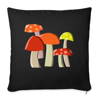 mushroom town - Throw Pillow Cover 17.5” x 17.5” - black - Front