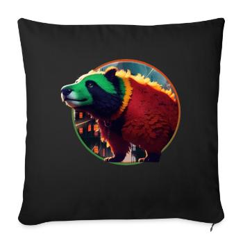 Rasta panda - Throw Pillow Cover 17.5” x 17.5” - black - Front