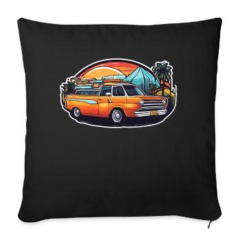 classic car Miami street - Throw Pillow Cover 17.5” x 17.5” - black - Front