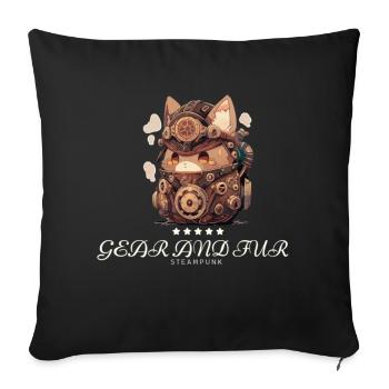 Gear And Fur - Throw Pillow Cover 17.5” x 17.5” - black - Front
