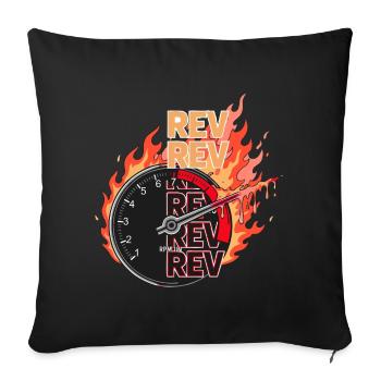 Rev Limit Speedometer Flame Design - Throw Pillow Cover 17.5” x 17.5” - black - Front