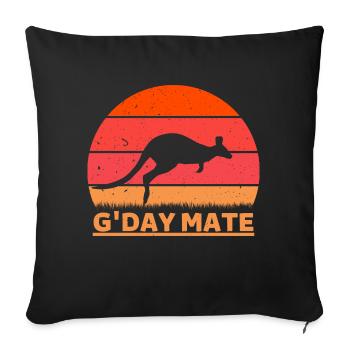 Gday Mate Australia Kangaroo - Throw Pillow Cover 17.5” x 17.5” - black - Front