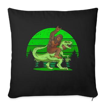 Sasquatch T Rex Bigfoot Dinosaur Kids - Throw Pillow Cover 17.5” x 17.5” - black - Front