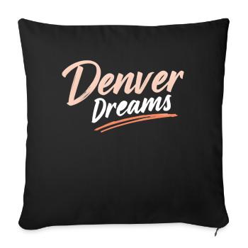 Denver Dreams Brushstroke Text Design in Peach Ton - Throw Pillow Cover 17.5” x 17.5” - black - Front