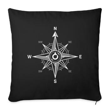 Minimalist Compass Rose Geometric Adventure Graphi - Throw Pillow Cover 17.5” x 17.5” - black - Front