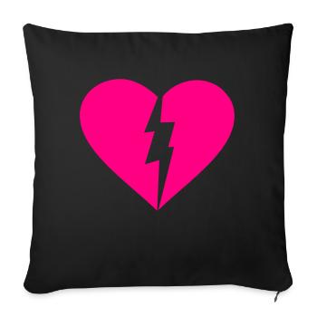 Broken Heart - Throw Pillow Cover 17.5” x 17.5” - black - Front