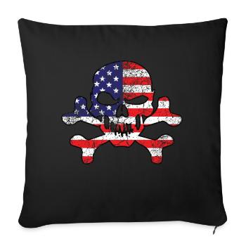 Vintage American Skull - Throw Pillow Cover 17.5” x 17.5” - black - Front