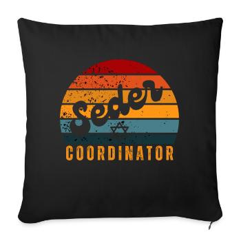 Seder Coordinator Vintage Retro - Throw Pillow Cover 17.5” x 17.5” - black - Front
