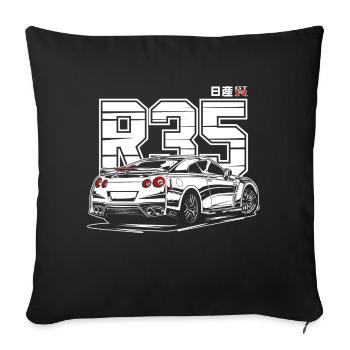 Gtr R35abcdabcdabcdwhite Print - Throw Pillow Cover 17.5” x 17.5” - black - Front