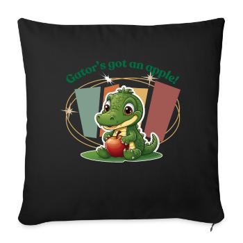 Alligator Apple Cute - Throw Pillow Cover 17.5” x 17.5” - black - Front