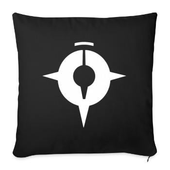 Circular Compass Glyph Emblem - Throw Pillow Cover 17.5” x 17.5” - black - Front