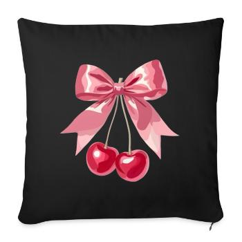 Cherry Bow - Throw Pillow Cover 17.5” x 17.5” - black - Front