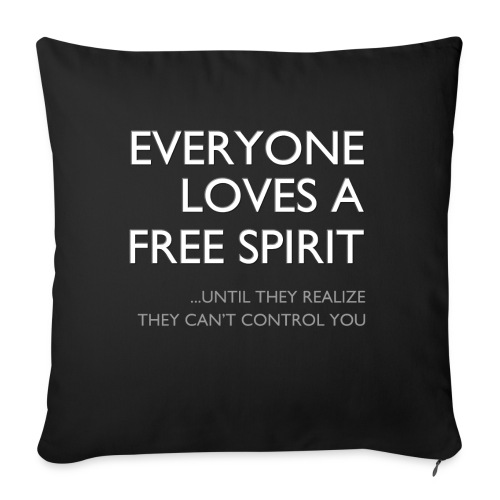 FreeSpiritWhiteLtr - Throw Pillow Cover 17.5” x 17.5”