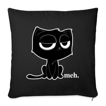 Meh Cat - Throw Pillow Cover 17.5” x 17.5” - black - Front