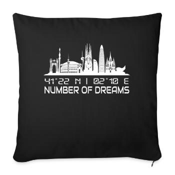 Barcelona Skyline Gps Coordinates City - Throw Pillow Cover 17.5” x 17.5” - black - Front