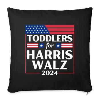 Toddlers For Harris Walz 2024 - Throw Pillow Cover 17.5” x 17.5” - black - Front