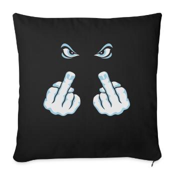 The Finger (Fuck Off / Fuck You) - Throw Pillow Cover 17.5” x 17.5” - black - Front