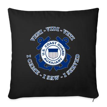 Coast Guard Auxiliary Badge - Throw Pillow Cover 17.5” x 17.5” - black - Front