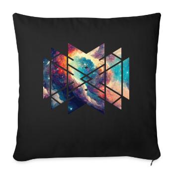 Sacred Geometry Nebula Colorful Universe Outer - Throw Pillow Cover 17.5” x 17.5” - black - Front