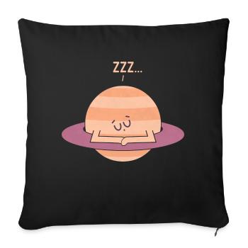 Sleepy Saturn green - Throw Pillow Cover 17.5” x 17.5” - black - Front