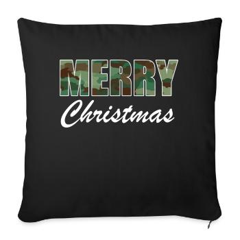 Camo Merry Christmas - Throw Pillow Cover 17.5” x 17.5” - black - Front
