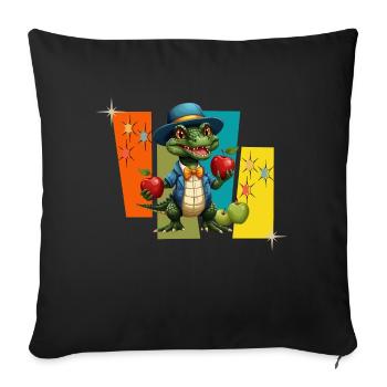 Alligator Apple Cute - Throw Pillow Cover 17.5” x 17.5” - black - Front