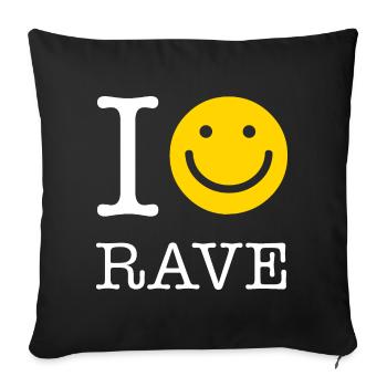I LOVE RAVE - Throw Pillow Cover 17.5” x 17.5” - black - Front
