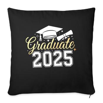 Graduation Class Of 2025 Graduate - Throw Pillow Cover 17.5” x 17.5” - black - Front