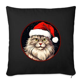 Cats Christmas - Throw Pillow Cover 17.5” x 17.5” - black - Front