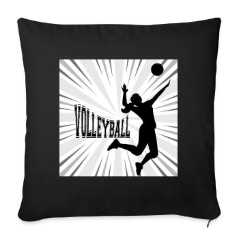 Volley Spike Silhouette Burst - Throw Pillow Cover 17.5” x 17.5” - black - Front