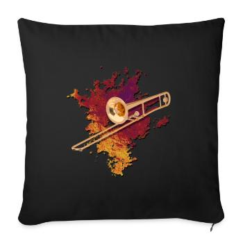 trombone - Throw Pillow Cover 17.5” x 17.5” - black - Front