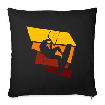 kitesurfing - Throw Pillow Cover 17.5” x 17.5” - black - Front