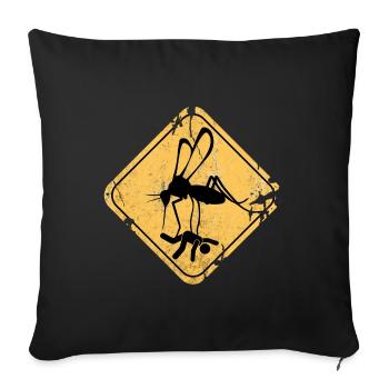 beware giant mosquito! Midge gift idea - Throw Pillow Cover 17.5” x 17.5” - black - Front