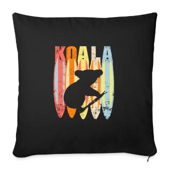 Australia Koala Bear Retro Vintage Surf Board Gift - Throw Pillow Cover 17.5” x 17.5” - black - Front