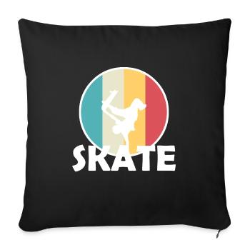Skate Skateboard Skating Skater - Throw Pillow Cover 17.5” x 17.5” - black - Front