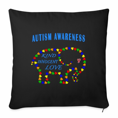 World Autism April Puzzle Heart Elephant Love Kids - Throw Pillow Cover 17.5” x 17.5”