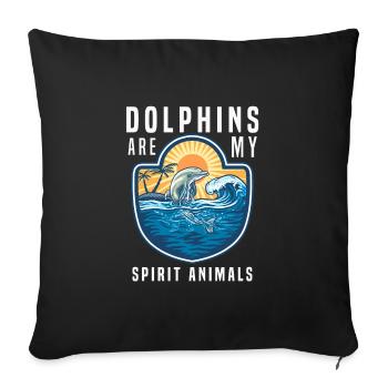 Dolphin - Throw Pillow Cover 17.5” x 17.5” - black - Front