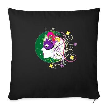 krewe of Nyx - Mardi Gras New Orleans Carnaval - Throw Pillow Cover 17.5” x 17.5” - black - Front