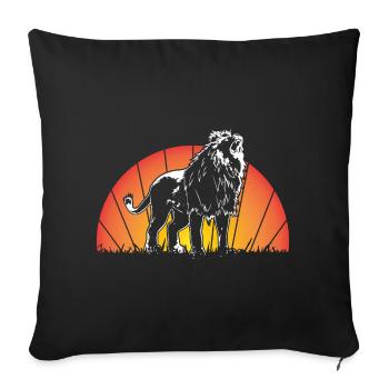 Lion savanna predator Gift - Throw Pillow Cover 17.5” x 17.5” - black - Front