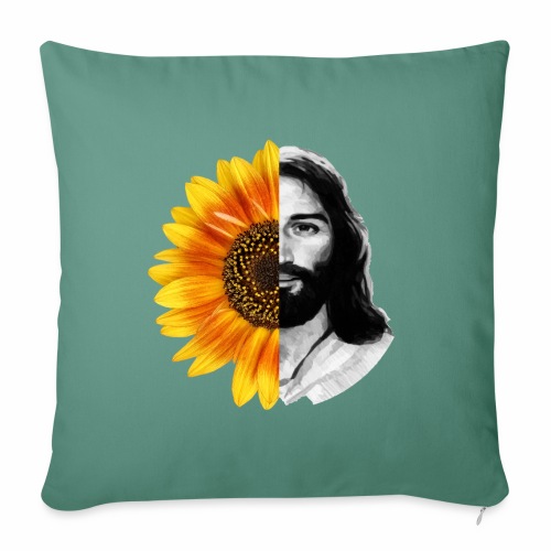 Jesus Christ Sunflower Christian God Faith Flower - Throw Pillow Cover 17.5” x 17.5”