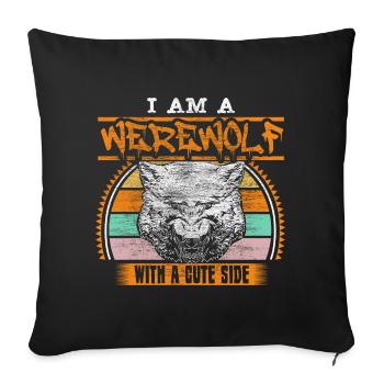 Halloween Werewolf Wolf Witching - Throw Pillow Cover 17.5” x 17.5” - black - Front