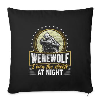Halloween Werewolf Wolf Monster Gift - Throw Pillow Cover 17.5” x 17.5” - black - Front