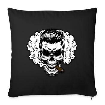 Smoking skull - Throw Pillow Cover 17.5” x 17.5” - black - Front