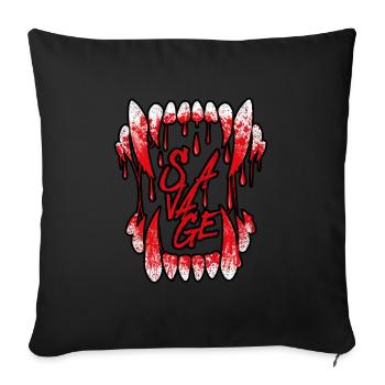 Scary Wolf Fangs With Blood - Throw Pillow Cover 17.5” x 17.5” - black - Front