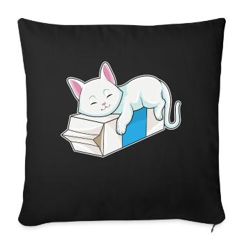Cat With Milk - Throw Pillow Cover 17.5” x 17.5” - black - Front